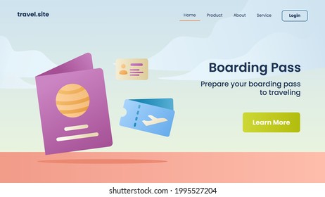 boarding pass campaign for web website home homepage landing page template banner