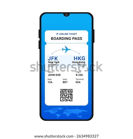 Boarding pass design on mobile app concept, Online ticket mobile application. mobile, app, ticket,
