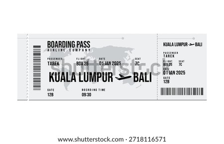 A boarding pass detailing a flight from Kuala Lumpur to Bali on January seventh, 2025.