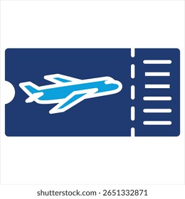 Boarding Pass Flat Blue Icon Vector Illustration