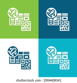 Tarjeta de embarque Plano de cuatro colores conjunto de iconos mínimo