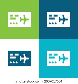 Tarjeta de embarque Plano de cuatro colores conjunto de iconos mínimo