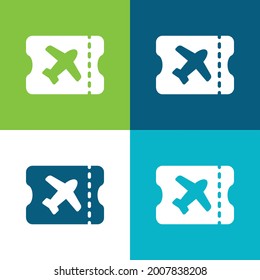 Tarjeta de embarque Plano de cuatro colores conjunto de iconos mínimo