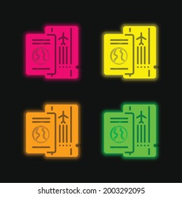 Icono de vector neonato brillante de cuatro colores