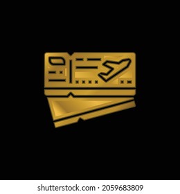 Boarding Pass gold plated metalic icon or logo vector
