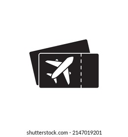 Icono de tarjeta de embarque en glifo plano negro, estilo relleno aislado en fondo blanco