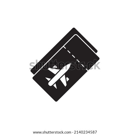 Boarding pass icon in black flat glyph, filled style isolated on white background