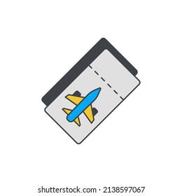 Boarding pass icon in color icon, isolated on white background 