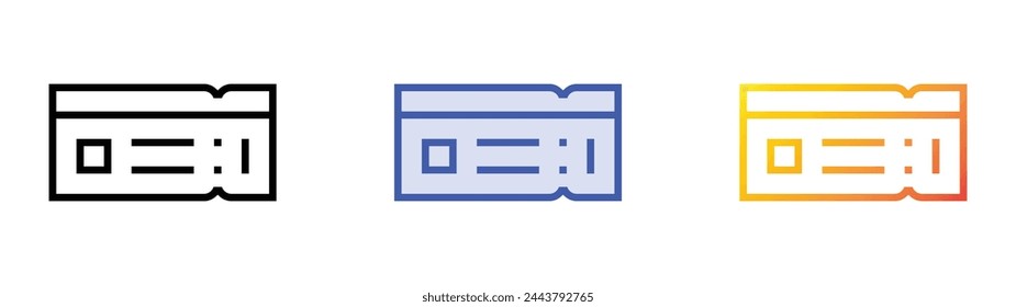 boarding pass icon. Linear, Blue Fill and Gradient Style Design Isolated On White Background