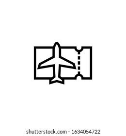 Boarding pass icon  in linear, outline style isolated on white background 