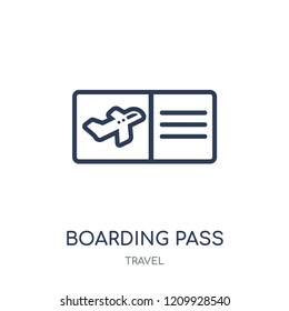 Boarding pass icon. Boarding pass linear symbol design from Travel collection. Simple outline element vector illustration on white background.