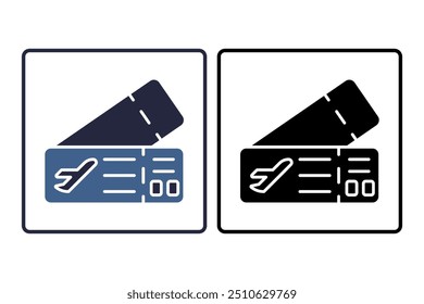 Ícone do passe de embarque. ícone relacionado ao plano de ação. adequado para web site, app, interfaces do usuário. estilo do ícone sólido