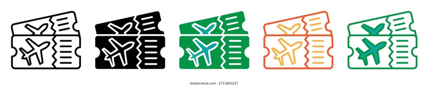 Conjunto de iconos de tarjeta de embarque Colección de estilo múltiple