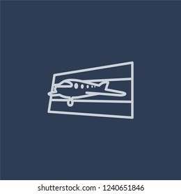 Boarding pass icon. Trendy flat vector line Boarding pass icon on dark blue background from Architecture and Travel collection. 
