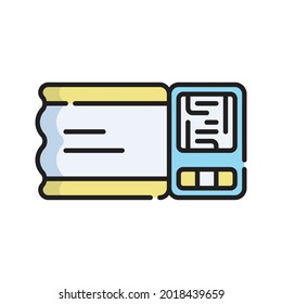 Bordkarte mit Vektorgrafik. Flaches Outline Cartoon. Icon-Konzept für Reisen und Tourismus isolierter Premium-Vektorgrafik