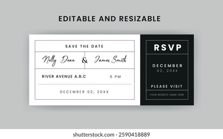 Boarding Pass Invitation For Airplane and Boat, Cruise Boarding Pass Design Template. Minimalist  Airline Ticket and Wedding Invitation.