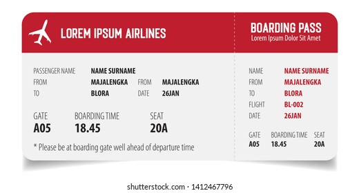 Boarding pass isolated template on white background