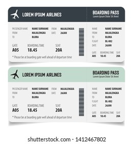 Boarding pass isolated template on white background