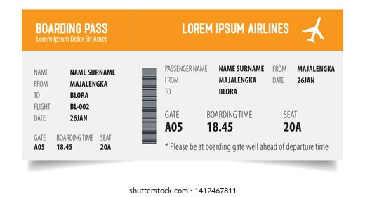 Boarding pass isolated template on white background