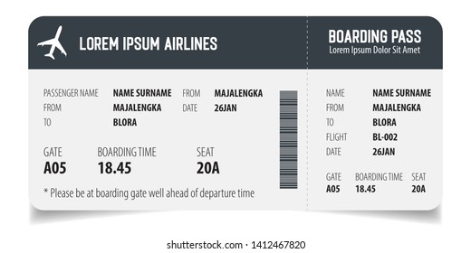 Boarding Pass Isolated Template On White Stock Vector (royalty Free 