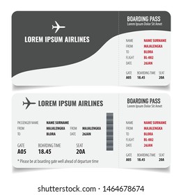 Boarding pass isolated template on white background