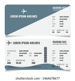 Boarding pass isolated template on white background