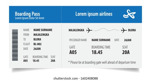 Boarding pass isolated template on white background. Concept of travel, journey or business trip. Isolated on white.