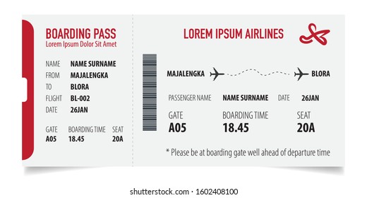 Boarding pass isolated template on white background. Concept of travel, journey or business trip. Isolated on white.