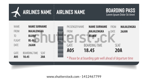 Boarding Pass Isolated Template On White Stock Vector (royalty Free 