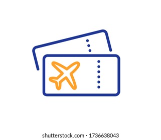 Boarding pass line icon. Airplane tickets sign. Check in flight symbol. Colorful thin line outline concept. Linear style boarding pass icon. Editable stroke. Vector