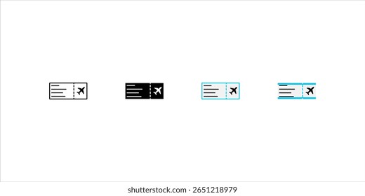 Boarding pass line icon. Airplane tickets sign. Check in flight symbol. Quality design element. Editable stroke. Linear style boarding pass icon. Vector