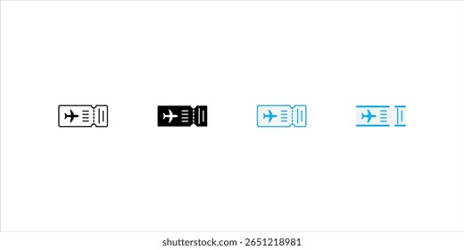 Boarding pass line icon. Airplane tickets sign. Check in flight symbol. Quality design element. Editable stroke. Linear style boarding pass icon. Vector