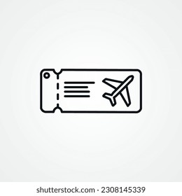 boarding pass line icon. flight ticket outline icon.