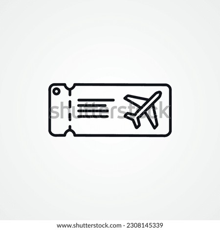 boarding pass line icon. flight ticket outline icon.