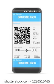 Boarding pass mobile on a white background. Vector illustration.