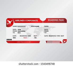 Boarding Pass Modern Red Color Vector Template