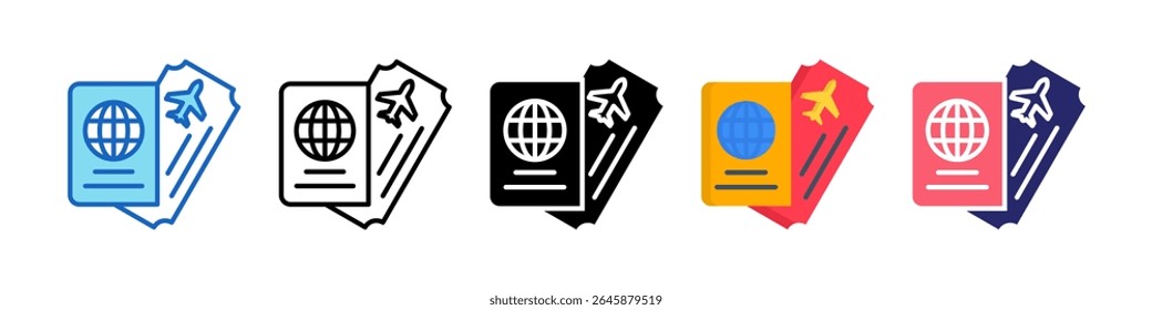Boarding Pass Multiple Style Icon Set Collection.