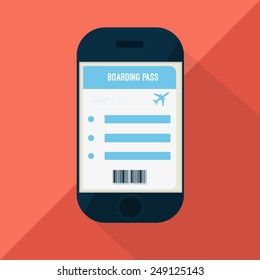 Boarding pass on the smart phone screen