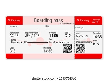 Boarding pass on a white background. Vector illustration.