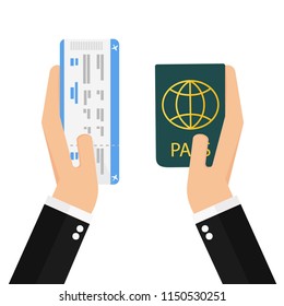 Boarding Pass Passport Hands Stock Vector (Royalty Free) 1150530251 ...