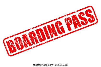 Boarding pass red stamp text on white