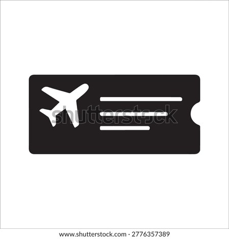 Boarding Pass Solid Icon, Airline Ticket Glyph, Flight Travel Symbol