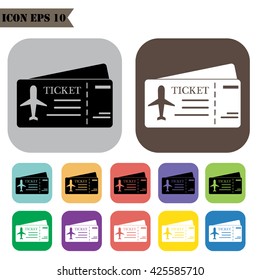 Boarding pass symbol icons set.Vector illustration