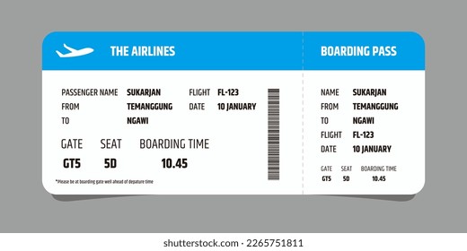 Boarding pass template design on white background