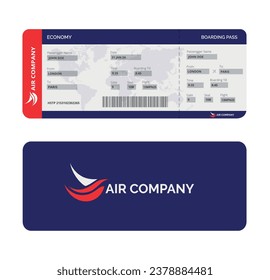Boarding pass template isolated on white background. Realistic airline ticket. Vector stock