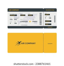 Boarding pass template isolated on white background. Realistic airline ticket. Vector stock