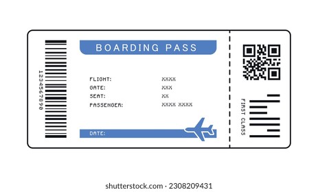 Bordkarte. Reservierung des Urlaubsziels. Einziger Clip-Art des Flugtickets.