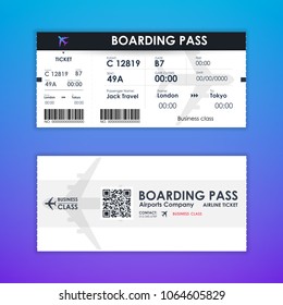 Boarding pass ticket card element template for graphics design. vector illustration