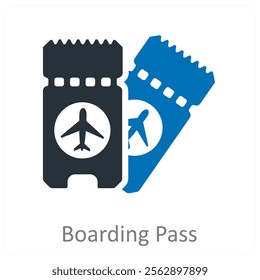 Boarding Pass and ticket icon concept