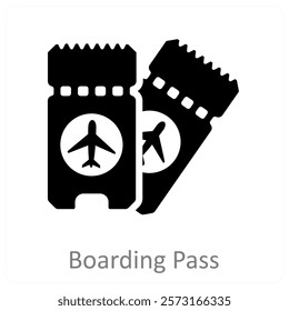 Boarding Pass and ticket icon concept